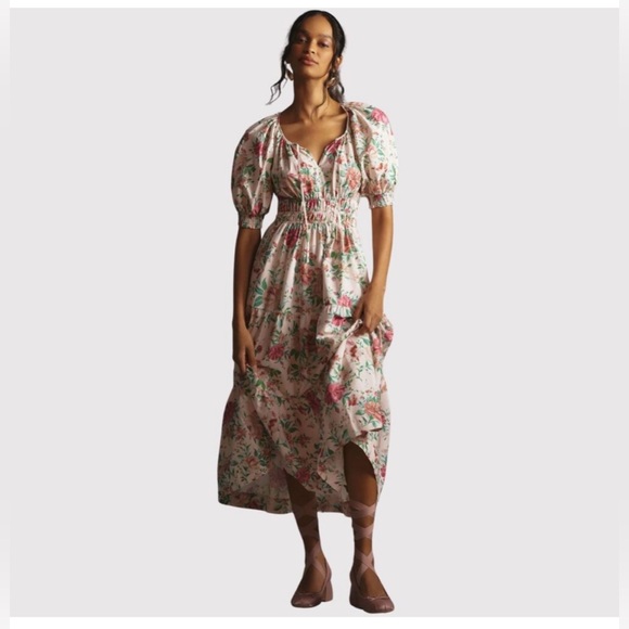 Anthropologie New Pink Floral Maxi Dress Size XS - Picture 4 of 6